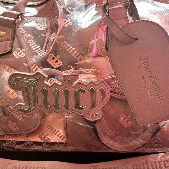 Juicy Couture Handbags - Juicy Couture Pink and Gold Transparent Tote